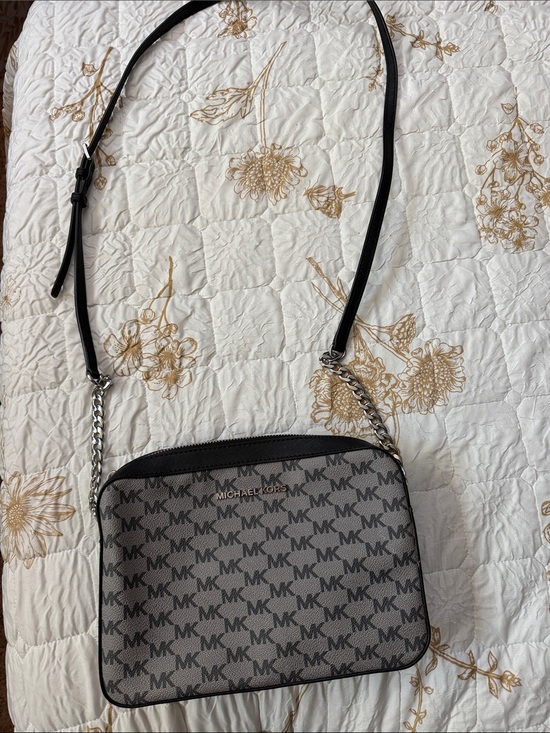 Michael Kors Handbags - Michael Kors Black and Gray MK Logo Crossbody Bag